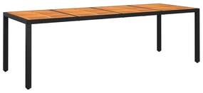 Τραπέζι Κήπου Μαύρο 250x100x75 εκ. Ξύλο Ακακίας/Συνθετικό Ρατάν - Μαύρο