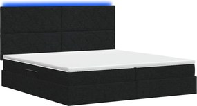 vidaXL LED Κρεβάτι αποθήκευσης με στρώμα Μαύρο 200 x 200 cm Ύφασμα
