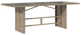 vidaXL Σέτ φαγητού για κήπο με μαξιλάρι 7 pcs Μπεζ συνθετικό ρατάν