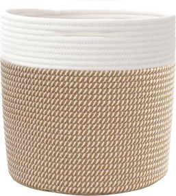 vidaXL Καλάθια Αποθήκευσης 2 Τεμ. Καφέ/Λευκό Ø28 x 28 εκ. Βαμβακερά