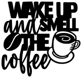 Διακοσμητικό Τοίχου Wake Up Coffee 891TNL3365 52x48cm Black Wallity Μέταλλο