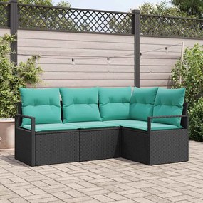 vidaXL Σετ Καναπέ 4 pcs Μαύρο συνθετικό ρατάν