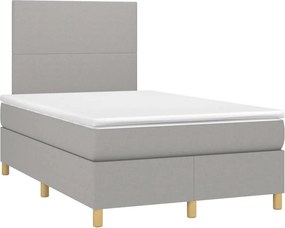vidaXL Κρεβάτι Boxspring με Στρώμα &amp; LED Αν.Γκρι 120x200 εκ Υφασμάτινο