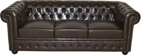 ΚΑΝΑΠΕΣ 3ΘΕΣΙΟΣ T.CHESTERFIELD HM3009.01 ΤΕΧΝΟΔΕΡΜΑ ΣΚΟΥΡΟ ΚΑΦΕ 208x90x73Υ εκ.