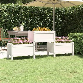 vidaXL Ζαρντινιέρα Λευκό 178,5 x 44 x 75 εκ. από Μασίφ Ξύλο Πεύκου