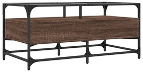 vidaXL Τραπεζάκι Σαλονιού Καφέ Δρυς 98,5x50x45 εκ. με Γυάλινες Πόρτες