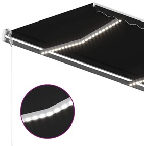 Τέντα Συρόμενη Χειροκίνητη με LED Ανθρακί 4x3 μ. - Ανθρακί