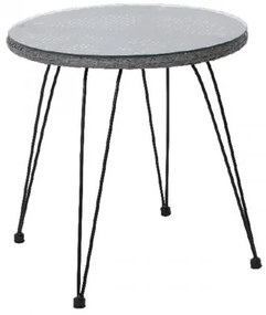 SALSA Τραπέζι Μεταλλικό Μαύρο/Wicker Γκρι D.52x53cm Ε244,Τ1