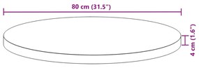 Επιφάνεια Τραπεζιού Στρογγυλή Ø80x4 εκ. από Μασίφ Ξύλο Ακακίας - Καφέ