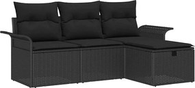 vidaXL Σετ Καναπέ Κήπου με μαξιλάρι 4 pcs Μαύρο Πολυ ράταν