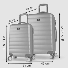 Stewehome Σετ 2 τεμαχίων βαλίτσες καμπίνας και μεσαίου μεγέθους από ABS 57x34x23 cm