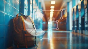 Intra Συλλεκτικό Ξύλινο Παζλ Plywood 4mm - Σακίδιο πλάτης στο σχολικό διάδρομο με ντουλάπια Σε Ξύλινο Κουτί - Διαστάσεις: 10x10 cm – 25 κομμάτια