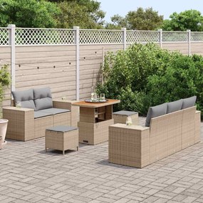 vidaXL Σετ Καναπέ Κήπου 8 pcs Μπέζ και Ανοιχτό Γκρι Πολυ Ρατάν