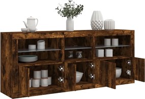 vidaXL Ντουλάπι με LED Καπνιστή Δρυς 162x37x67 εκ.