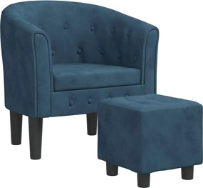 vidaXL Πολυθρόνα Μπάρελ με Υποπόδιο Σκούρο Μπλε Βελούδινη
