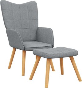 vidaXL Πολυθρόνα Relax Ανοιχτό Γκρι Υφασμάτινη με Σκαμπό