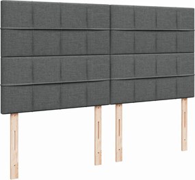 vidaXL Κρεβάτι Boxspring με Στρώμα Σκούρο Γκρι 200x200 εκ. Υφασμάτινο