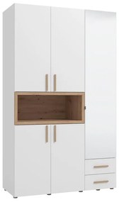 Ντουλάπα DONALD 3K2F1O Τρίφυλλη με Καθρέπτη Artisan Oak - Λευκό 135x57x227εκ. 135x57x227 εκ.