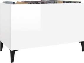 vidaXL Δισκοθήκη Γυαλιστερή Λευκή 74,5x38x48 εκ. Επεξεργασμένο Ξύλο