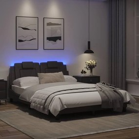 Πλαίσιο Κρεβατιού με LED Γκρι 120x200 εκ. Συνθετικό Δέρμα - Γκρι
