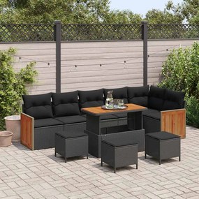 vidaXL Σετ Καναπέ Κήπου με μαξιλάρι 10 pcs Μαύρο 110 x 55 x 71 εκ