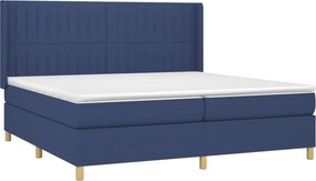 vidaXL Κρεβάτι Boxspring με Στρώμα Μπλε 200x200 εκ. Υφασμάτινο