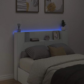 vidaXL Κεφαλάρι με Αποθήκη και LED Λευκό Επεξεργασμένο Ξύλο