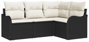 vidaXL Σετ Καναπέ Κήπου 4 pcs Μαύρο συνθετικό ρατάν