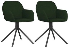 Καρέκλες Τραπεζαρίας Περιστρ. 2 τεμ. Σκούρο Πράσινο Βελούδινες - Πράσινο