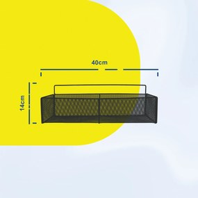 Μεταλλικό Ράφι Τοίχου 40x15x14cm σε Άσπρο ή Μαύρο - Μαύρο