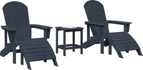 vidaXL Καρέκλα Κήπου 3 pcs Ναυτικό μπλε Πολυαιθυλένιο