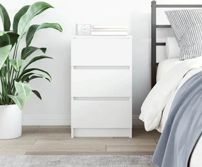 vidaXL Κομοδίνο με 3 συρτάρια Λευκό 39x35x65 εκ.