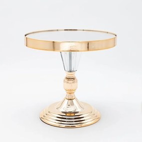 Διακοσμητικός Δίσκος Με Καθρέπτη & Πόδι 819-00262 20x20cm Gold Estheti Home Μέταλλο,Γυαλί