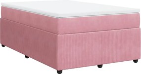 vidaXL Κρεβάτι Boxspring με Στρώμα Ροζ 120x190 εκ. Βελούδινο