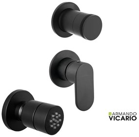 Armando Vicario SLIM Black Matt Jet επιτοίχιο Στρογγυλό+Μίκτης εντοιχισμού+εκτροπέας περιστροφικός 2 εξ. 500050-400 34374-400