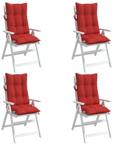 vidaXL Μαξιλάρια Καρέκλας με Πλάτη 4 τεμ. Κόκκινα από Ύφασμα Oxford