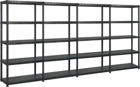 vidaXL Ραφιέρα Αποθήκευσης 5 Επιπέδων Μαύρη 340x40x185 εκ. Πλαστική