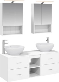 vidaXL Σετ Επίπλων Μπάνιου 5 pcs Λευκό Επεξεργασμένο Ξύλο και Γυαλί