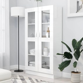 vidaXL Βιτρίνα Γυαλιστερό Λευκό 82,5 x 30,5 x 150 εκ. Επεξ. Ξύλο