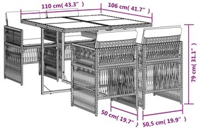 vidaXL Σετ Τραπεζαρίας Κήπου 5 τεμ. Μπεζ Συνθετικό Ρατάν με Μαξιλάρι
