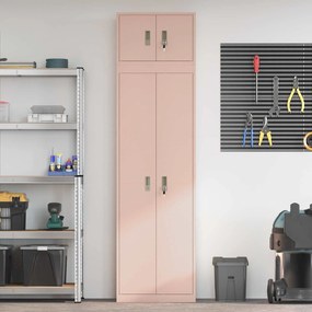 vidaXL Ντουλάπι αποθήκευσης 2 τμχ. Ροζ 60 x 40 x 220 εκ Ατσάλι
