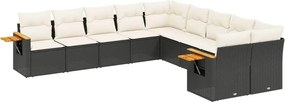 vidaXL Patio Sofa Set 10-θέσια Black and Cream