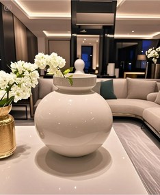 Stewehome μοντέρνο απλό κομψό λευκό βάζο από γυαλί Λευκό 22x24x11 cm