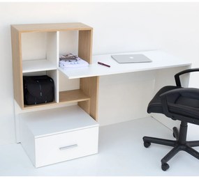 Γραφείο HO1S Λευκό με Φυσικό 149x50x105εκ TO-DESKHO1S