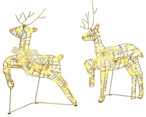 vidaXL LED Ελάφια με 40 LED 2 pcs Θερμό λευκό PET