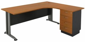 Τραπέζι γραφείου Mesa 149, Γωνιακός, Με συρτάρια, Αριθμός συρταριών: 4, 75x150x60cm, 77 kg, Κερασί, Γκρι | Epipla1.gr