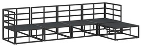 vidaXL Σετ Καναπέ Κήπου με μαξιλάρι 5 pcs Μαύρο Αλουμίνιο