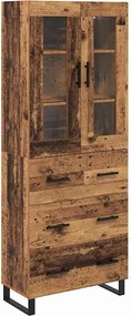 vidaXL Highboard με συρτάρι 2 pcs Παλιό Ξύλο Επεξεργασμένο ξύλο