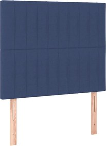 vidaXL Κρεβάτι Boxspring με Στρώμα Μπλε 90x200 εκ.Υφασμάτινο
