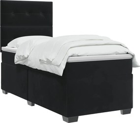 vidaXL Κρεβάτι box spring με στρώμα Μαύρο 90 x 200 cm Βελούδο